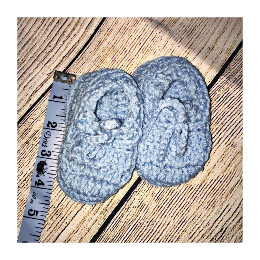 Homemade Infant Booties Size 6-12 M Light Blue